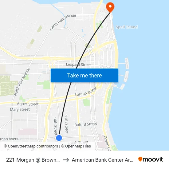221-Morgan  @  Brownlee to American Bank Center Arena map
