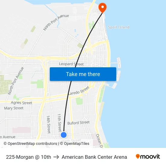 225-Morgan  @  10th to American Bank Center Arena map
