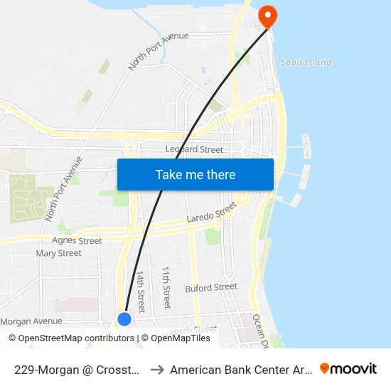229-Morgan  @  Crosstown to American Bank Center Arena map