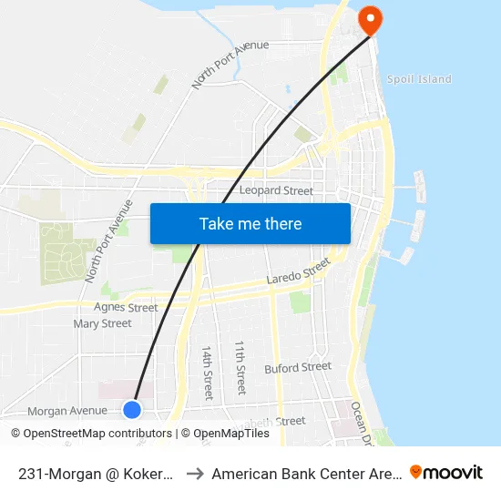231-Morgan  @  Kokernot to American Bank Center Arena map