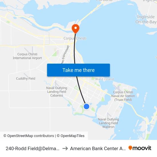 240-Rodd Field@Delmaroso to American Bank Center Arena map