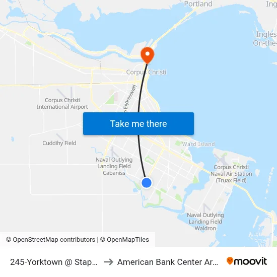 245-Yorktown @ Staples to American Bank Center Arena map