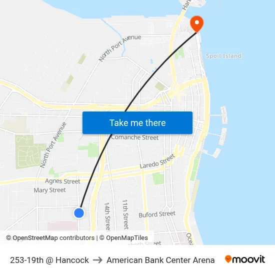 253-19th  @  Hancock to American Bank Center Arena map
