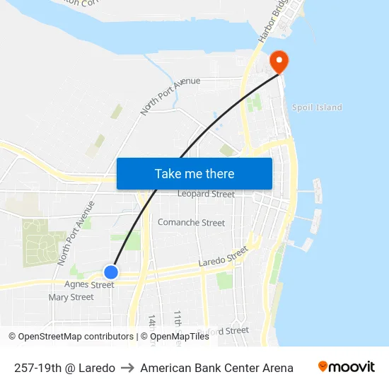 257-19th @ Laredo to American Bank Center Arena map