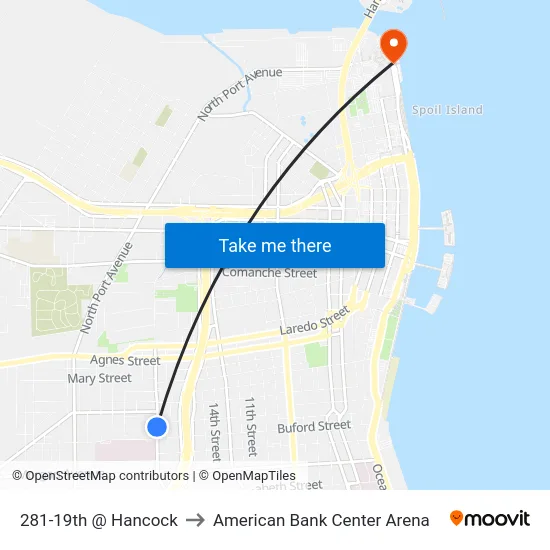 281-19th  @  Hancock to American Bank Center Arena map