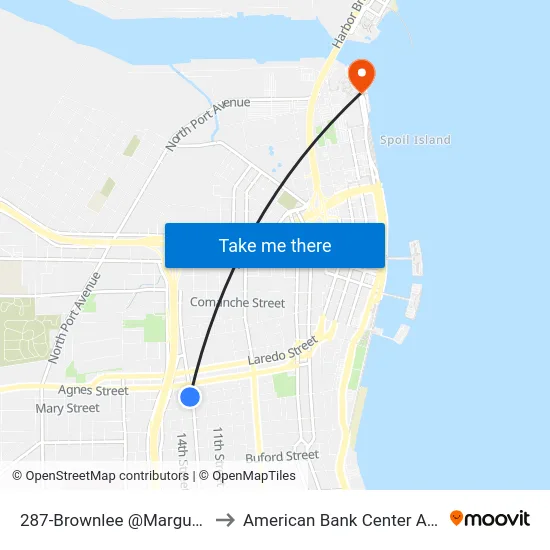 287-Brownlee @Marguerite to American Bank Center Arena map
