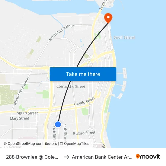 288-Brownlee @ Coleman to American Bank Center Arena map