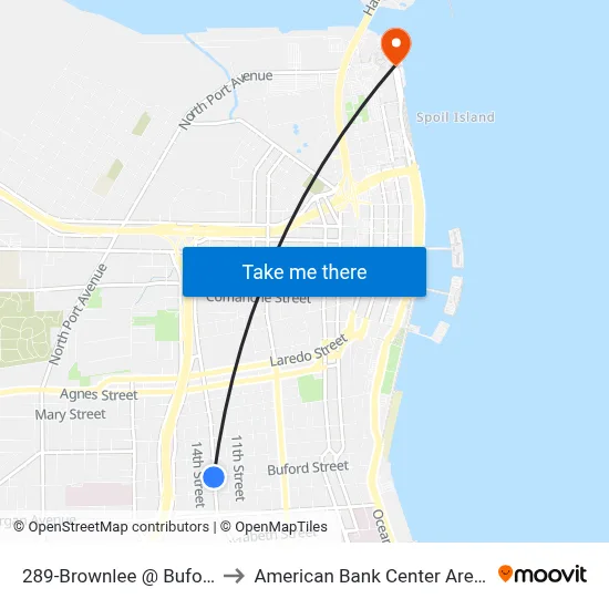 289-Brownlee @ Buford to American Bank Center Arena map