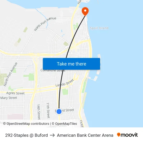 292-Staples  @  Buford to American Bank Center Arena map