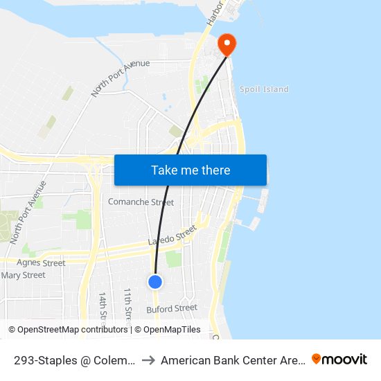 293-Staples  @  Coleman to American Bank Center Arena map