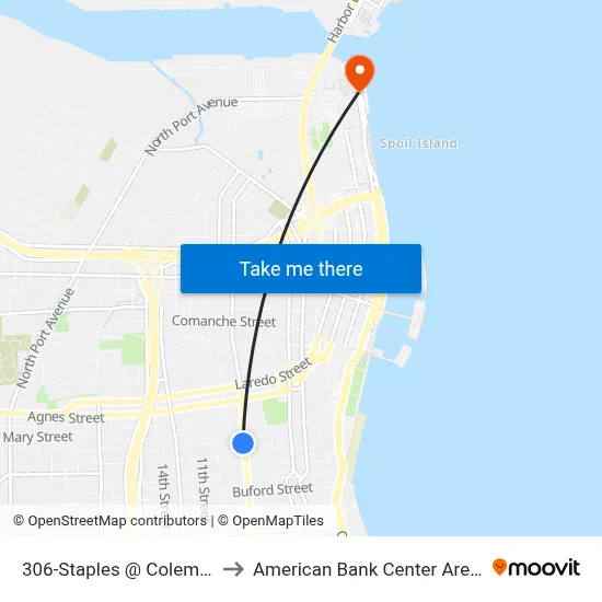 306-Staples  @  Coleman to American Bank Center Arena map