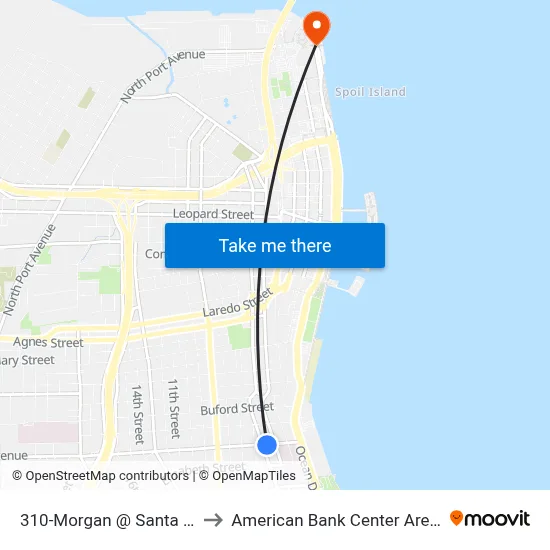 310-Morgan  @  Santa Fe to American Bank Center Arena map