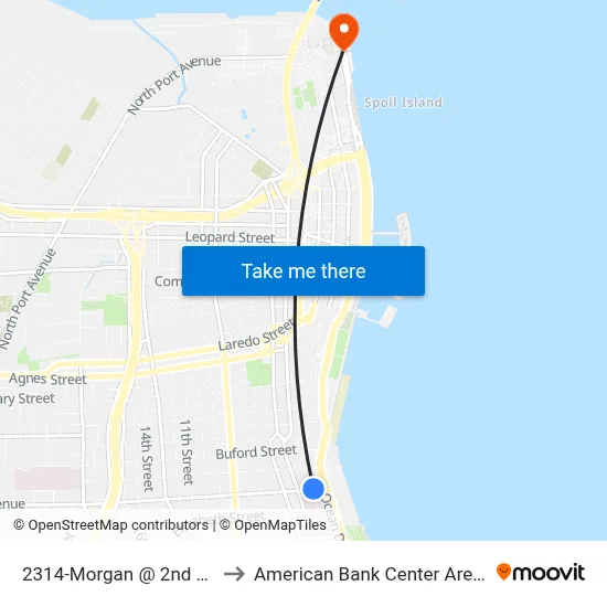 2314-Morgan @ 2nd Str to American Bank Center Arena map