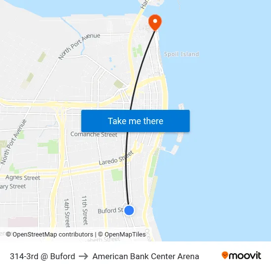 314-3rd  @  Buford to American Bank Center Arena map