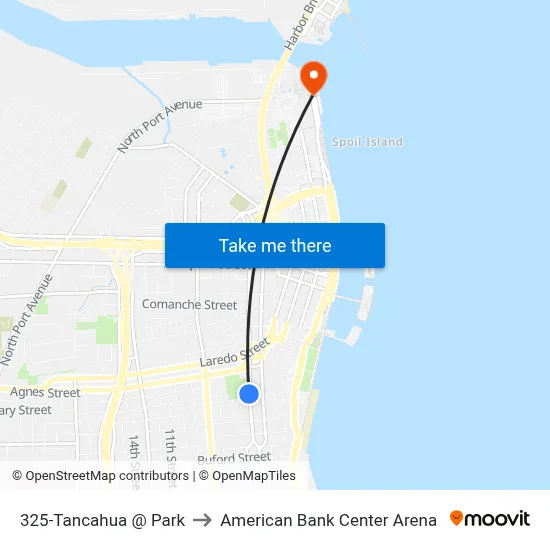 325-Tancahua  @  Park to American Bank Center Arena map
