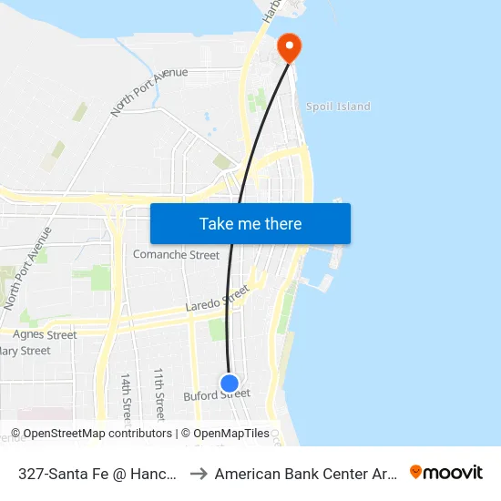 327-Santa Fe  @  Hancock to American Bank Center Arena map