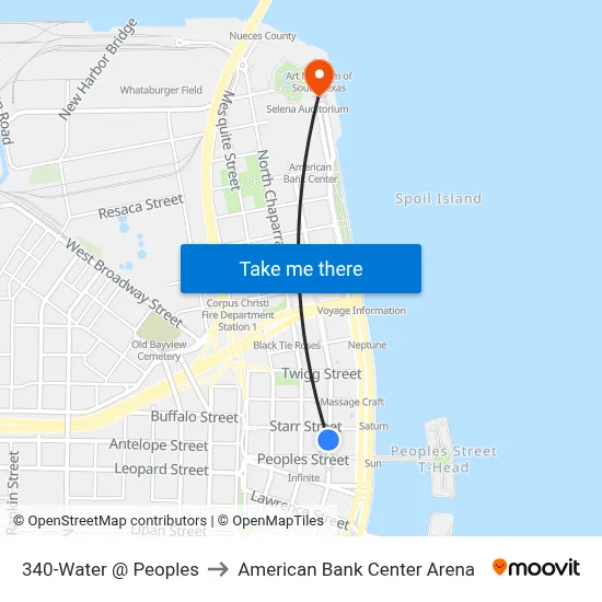 340-Water @ Peoples to American Bank Center Arena map