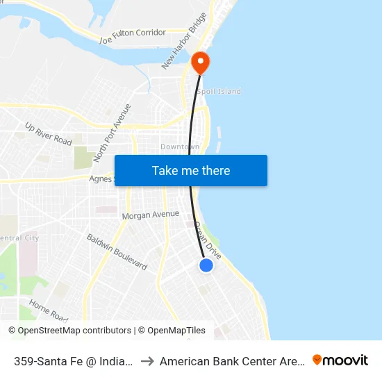 359-Santa Fe @ Indiana to American Bank Center Arena map
