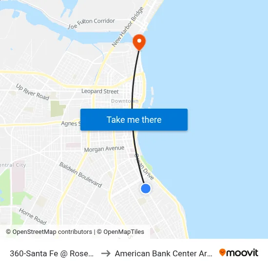 360-Santa Fe @ Rosebud to American Bank Center Arena map