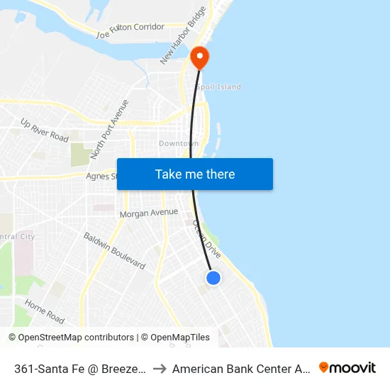 361-Santa Fe @ Breezeway to American Bank Center Arena map