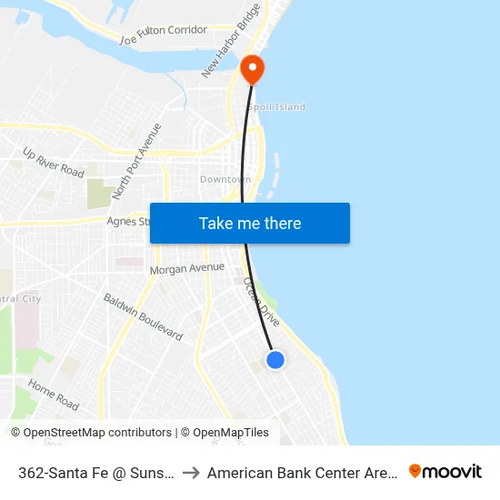 362-Santa Fe  @  Sunset to American Bank Center Arena map