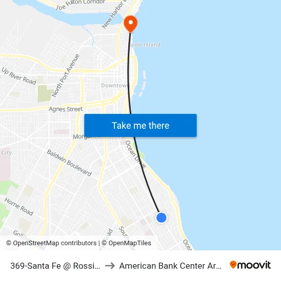 369-Santa Fe @ Rossiter to American Bank Center Arena map