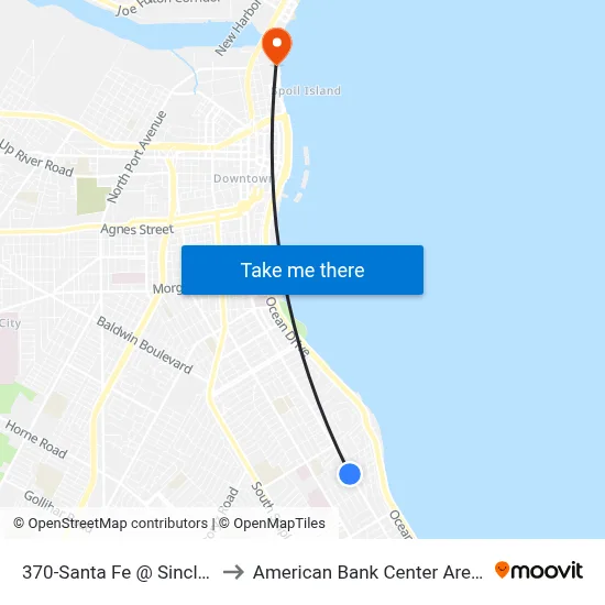 370-Santa Fe @ Sinclair to American Bank Center Arena map