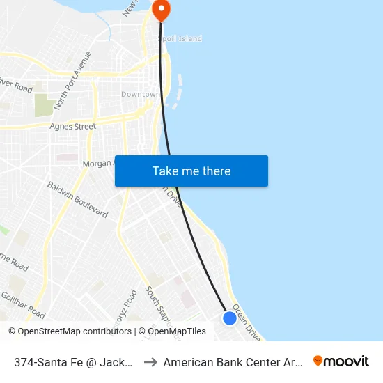 374-Santa Fe  @  Jackson to American Bank Center Arena map