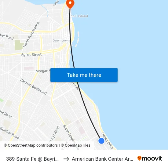 389-Santa Fe @ Bayridge to American Bank Center Arena map
