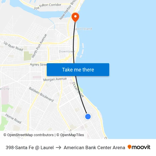 398-Santa Fe  @  Laurel to American Bank Center Arena map