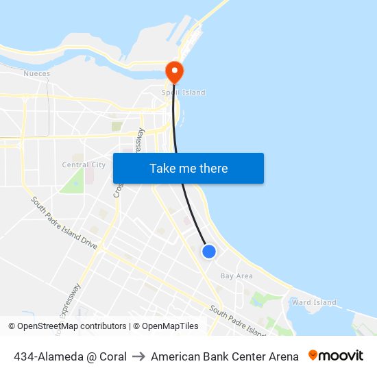 434-Alameda  @  Coral to American Bank Center Arena map