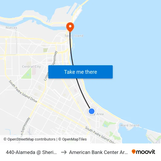 440-Alameda @ Sheridan to American Bank Center Arena map