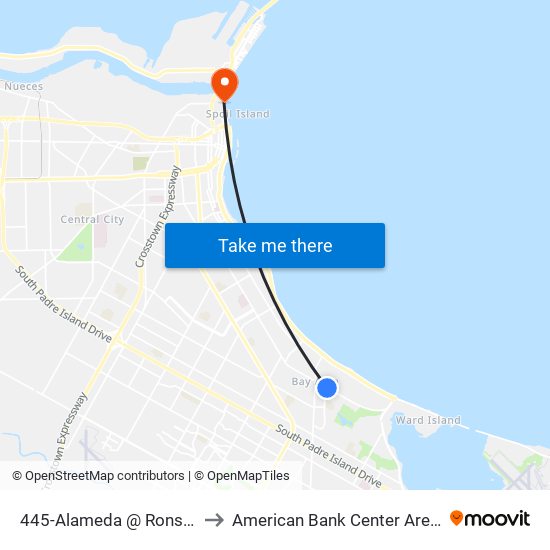 445-Alameda  @  Ronson to American Bank Center Arena map