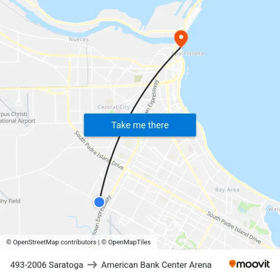 493-2006 Saratoga to American Bank Center Arena map
