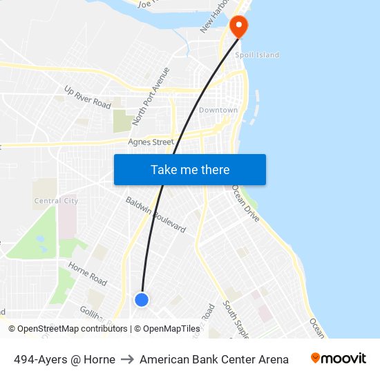 494-Ayers @ Horne to American Bank Center Arena map