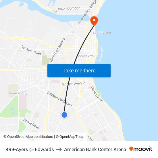 499-Ayers @ Edwards to American Bank Center Arena map