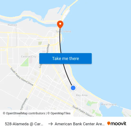 528-Alameda @ Carmel to American Bank Center Arena map
