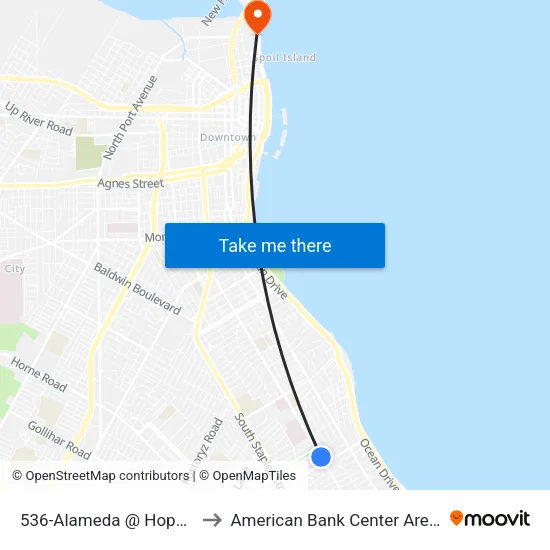 536-Alameda  @  Hopper to American Bank Center Arena map