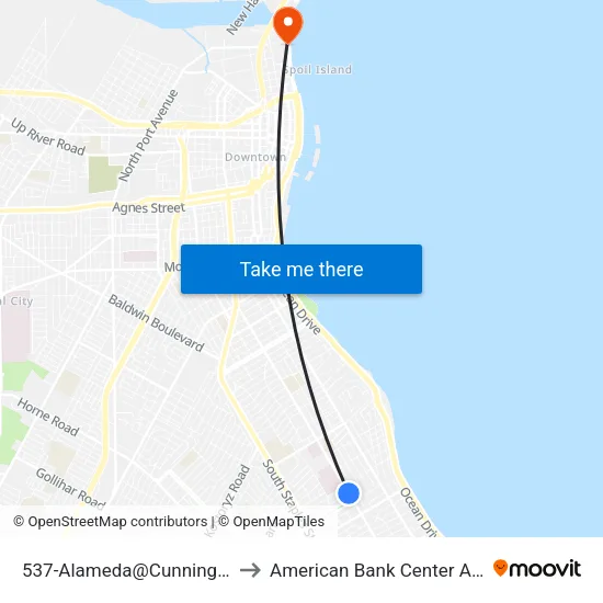 537-Alameda@Cunningham to American Bank Center Arena map