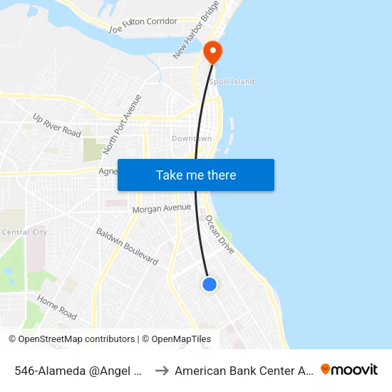 546-Alameda @Angel @Iwa to American Bank Center Arena map