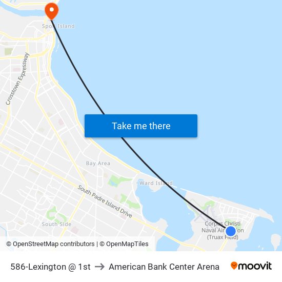 586-Lexington @ 1st to American Bank Center Arena map