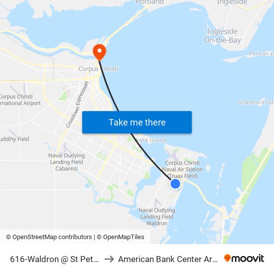 616-Waldron @ St Peters to American Bank Center Arena map