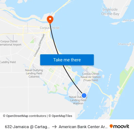 632-Jamaica @ Cartagena to American Bank Center Arena map