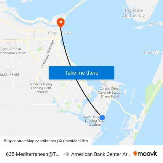 635-Mediterranean@Tahiti to American Bank Center Arena map