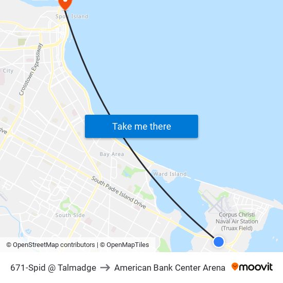 671-Spid @ Talmadge to American Bank Center Arena map