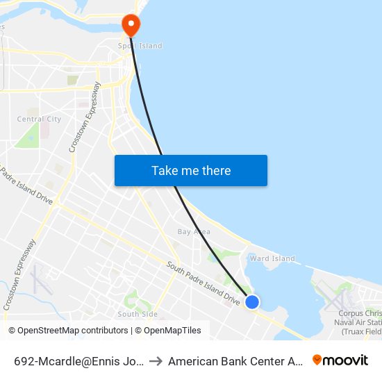 692-Mcardle@Ennis Joslin to American Bank Center Arena map