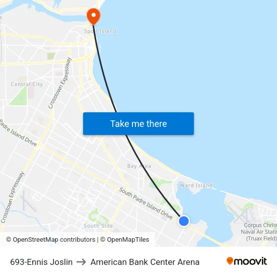 693-Ennis Joslin to American Bank Center Arena map