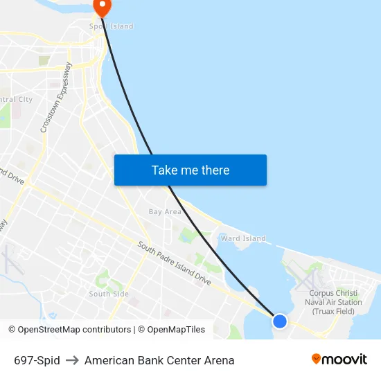 697-Spid to American Bank Center Arena map