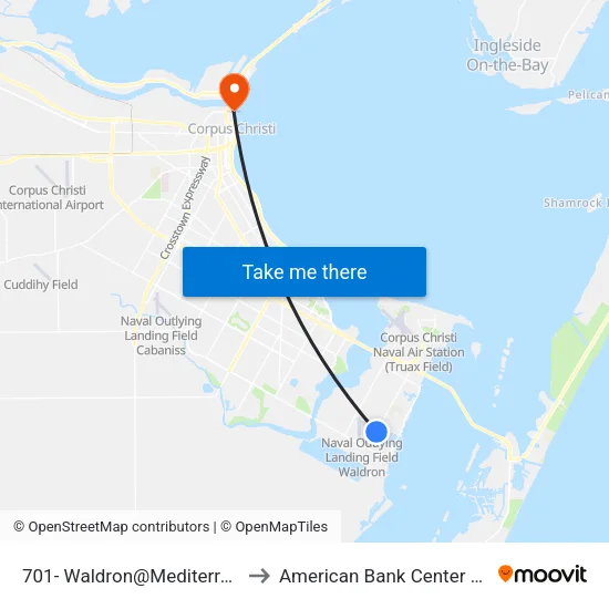 701- Waldron@Mediterranean to American Bank Center Arena map