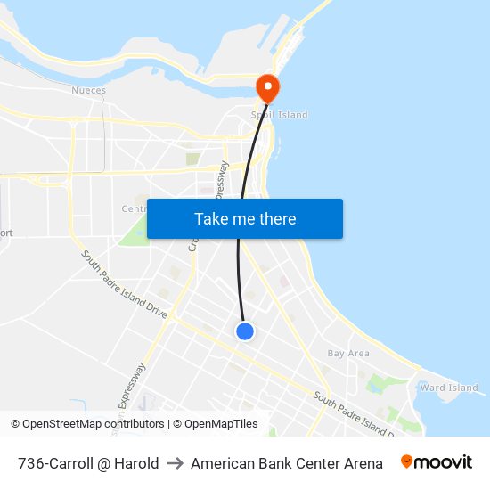 736-Carroll @ Harold to American Bank Center Arena map